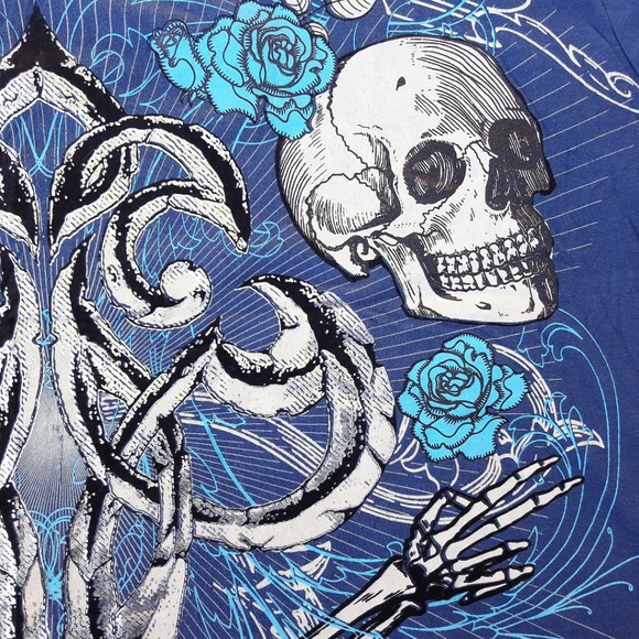 NEW LL Cool J 1984 Vintage Graphic Blue Skull Roses Cotton XXL - Picture 2 of 6